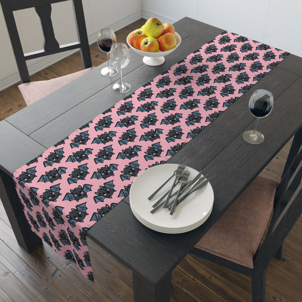 Halloween Bats Pink Fall Autumn Cotton Poly Table Runner