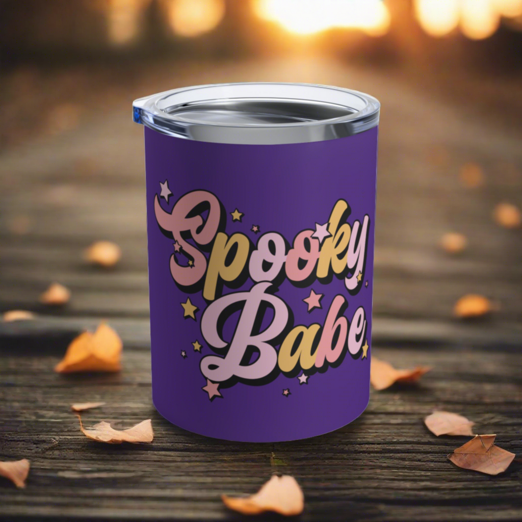 Spooky Babe Purple Halloween Print Stainless Steel Tumbler 10oz