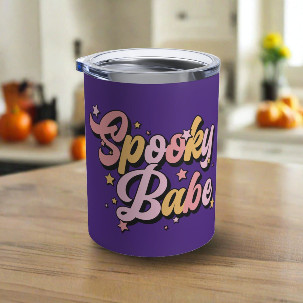 Spooky Babe Purple Halloween Print Stainless Steel Tumbler 10oz