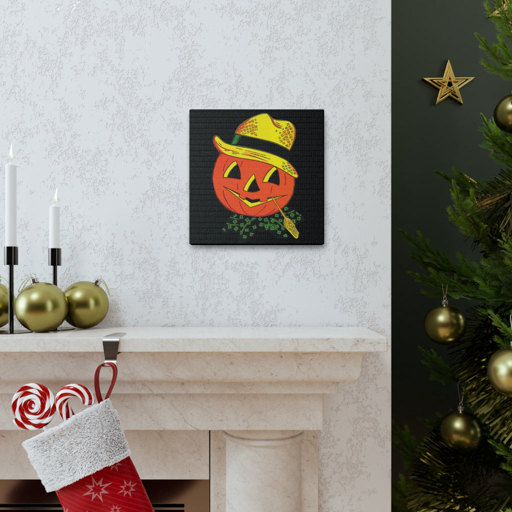 Halloween Scarecrow Retro Halloween Decor Print Canvas Gallery Wrap