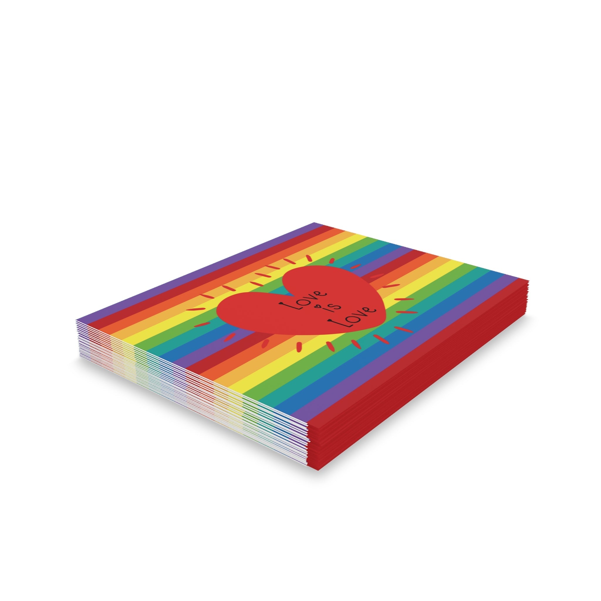 Love Is Love Rainbow Pride Matte Greeting Cards (8, 16, and 24 pcs)