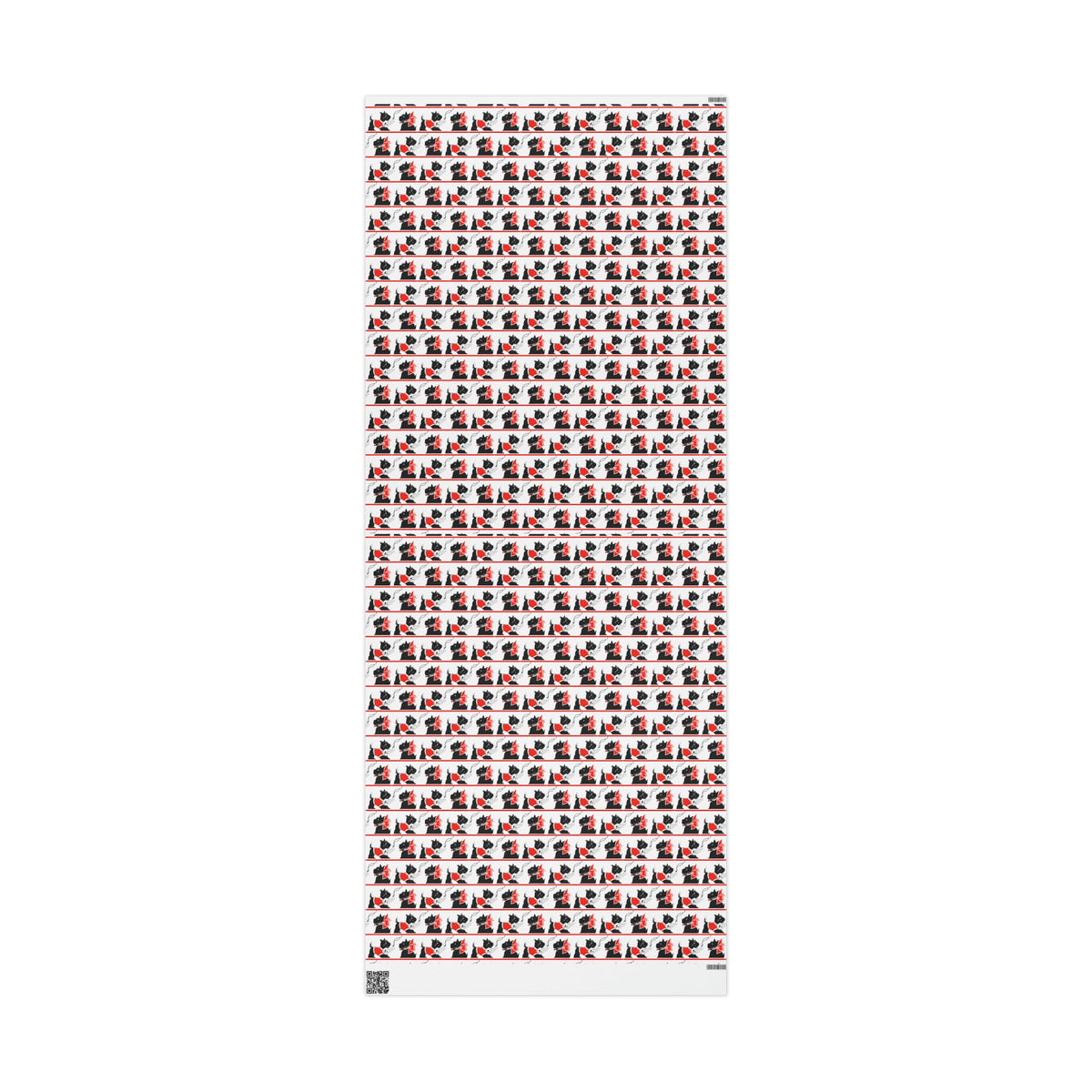 Best Wishes Christmas Scotties Mid Century Retro Christmas Print Holiday Gift Wrap Paper - Glossy Or Matte