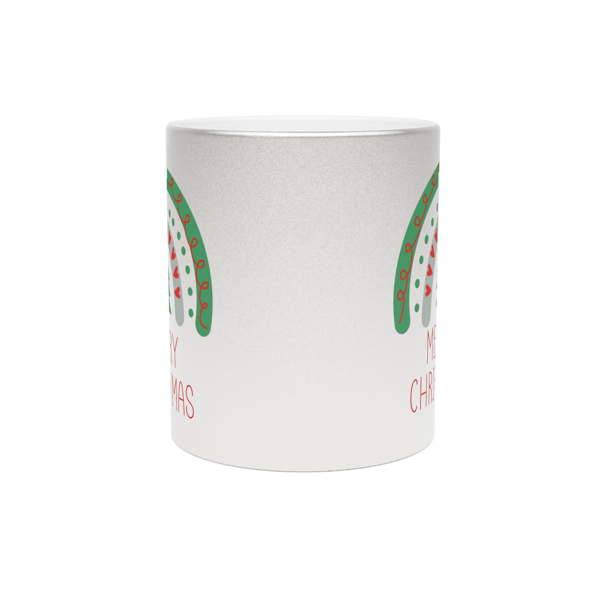 Merry Christmas Boho Rainbow Christmas Silver Metallic Mug