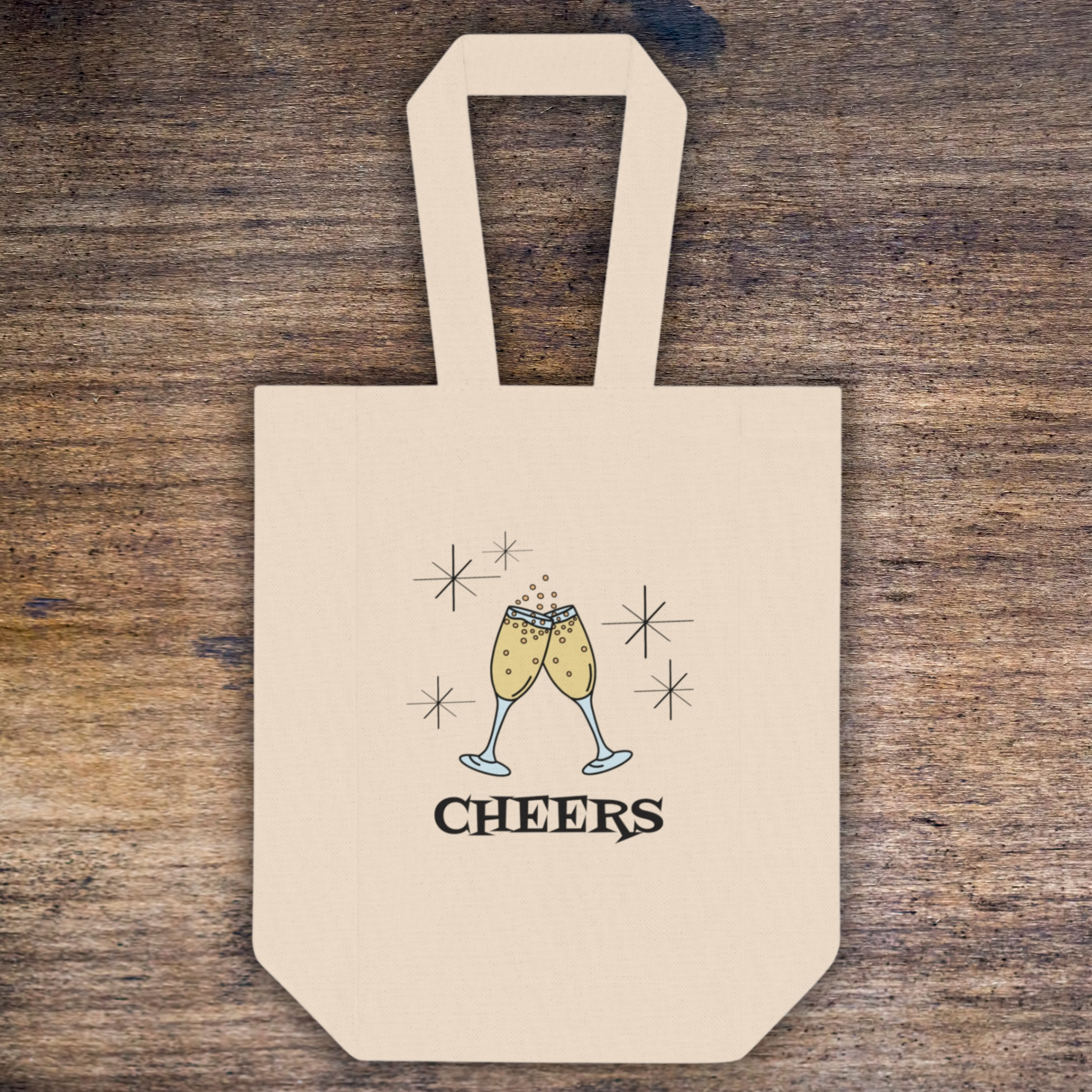 Cheers Wine Double Bottle Holder Wine Bag Atomic Retro Retro Style Tote Bag