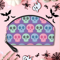 Pastel Skulls Purple Halloween Travel Cosmetic Makeup Bag