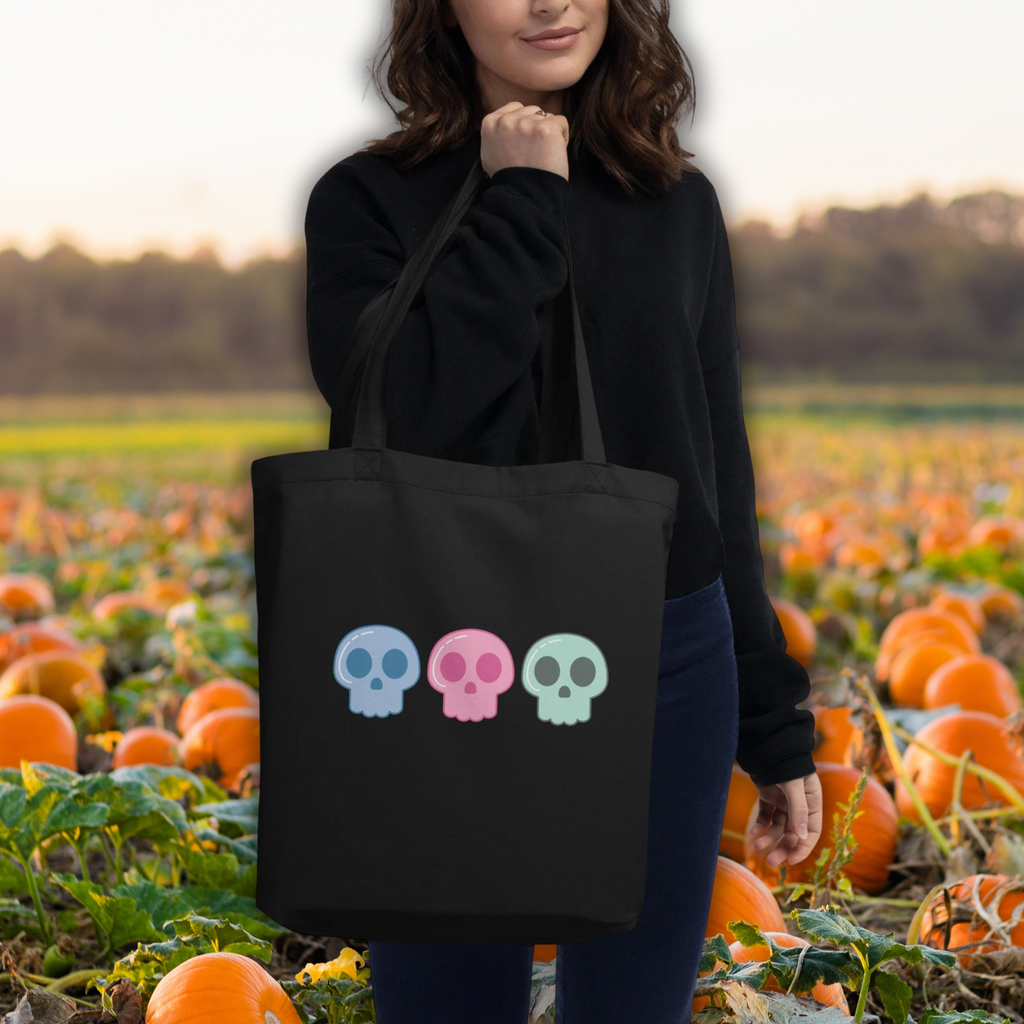 Pastel Goth Skulls Cute Halloween Eco Cotton Tote Bag