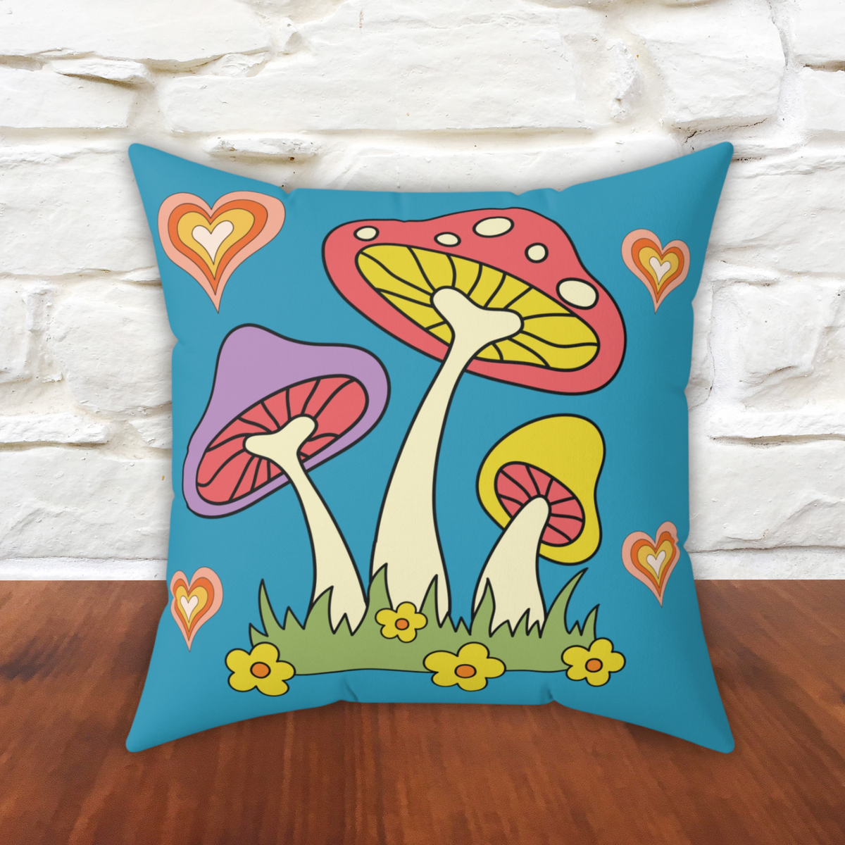Mushroom Pillow Style Spun Polyester Square Pillow
