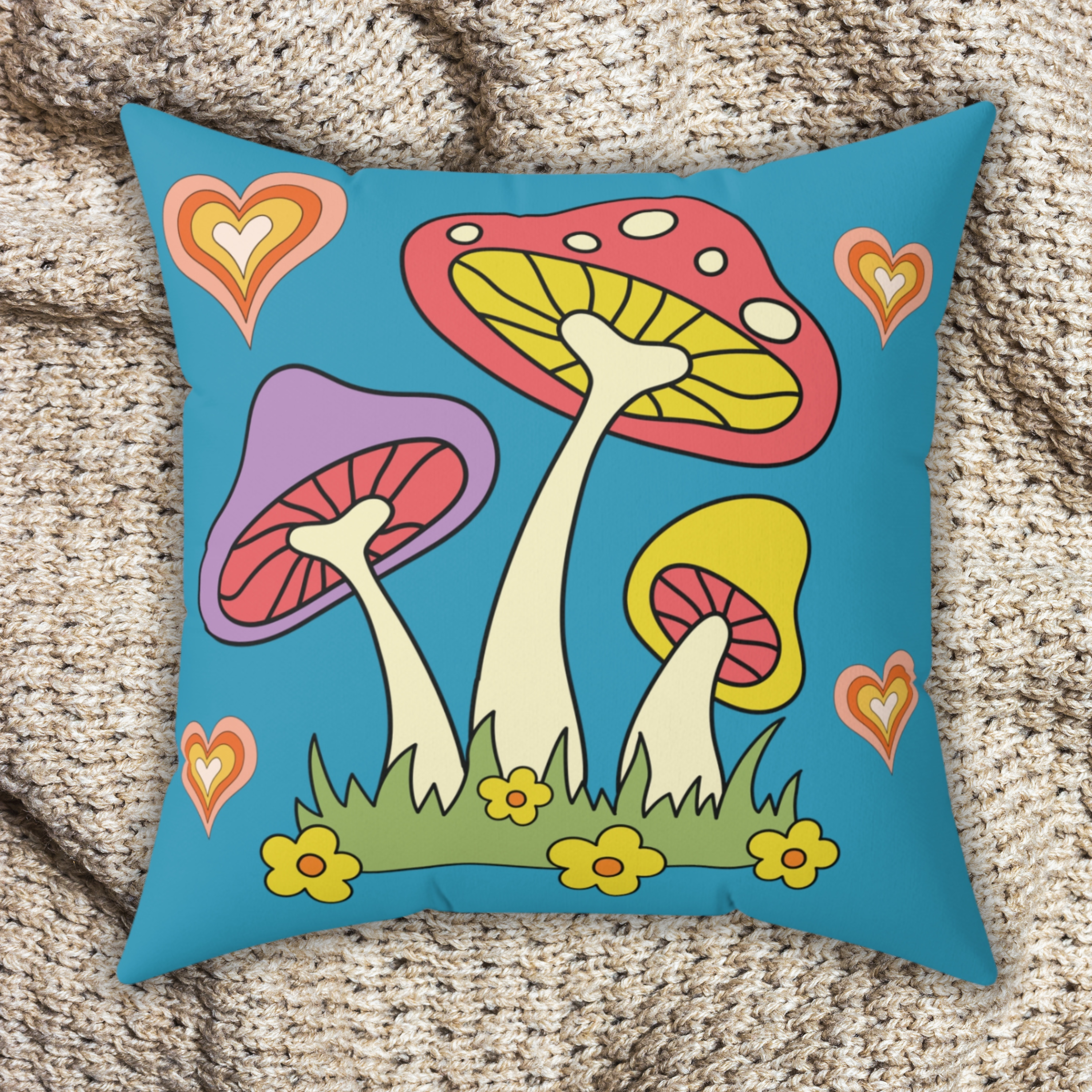 Mushroom Pillow Style Spun Polyester Square Pillow