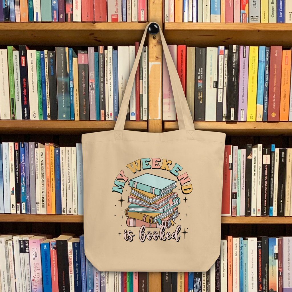 Eco-Friendly Organic Cotton Tote Bag: My Weekend is Booked - Available in Black and Oyster