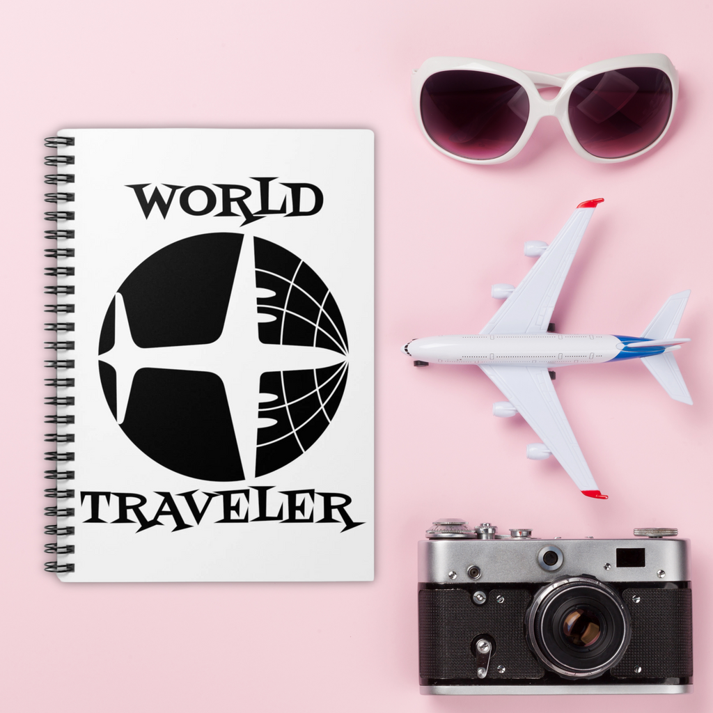 World Traveler Airplane Spiral Travel Journal Notebook Ruled Line
