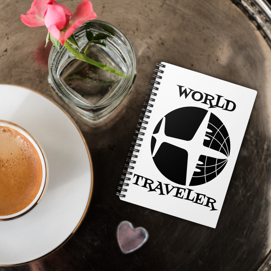 World Traveler Airplane Spiral Travel Journal Notebook Ruled Line