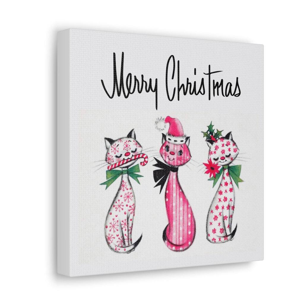 Merry Christmas Mid Century Cats Canvas Gallery Wrap