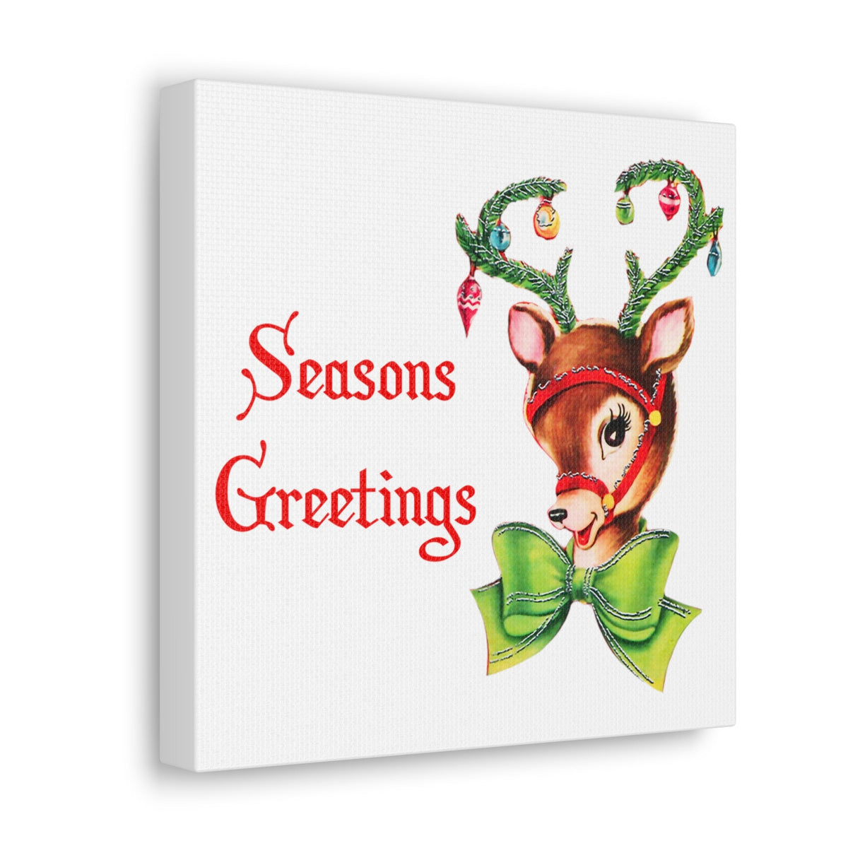 Seasons Greetings Retro Reindeer Mid Century Retro Christmas Canvas Gallery Wrap
