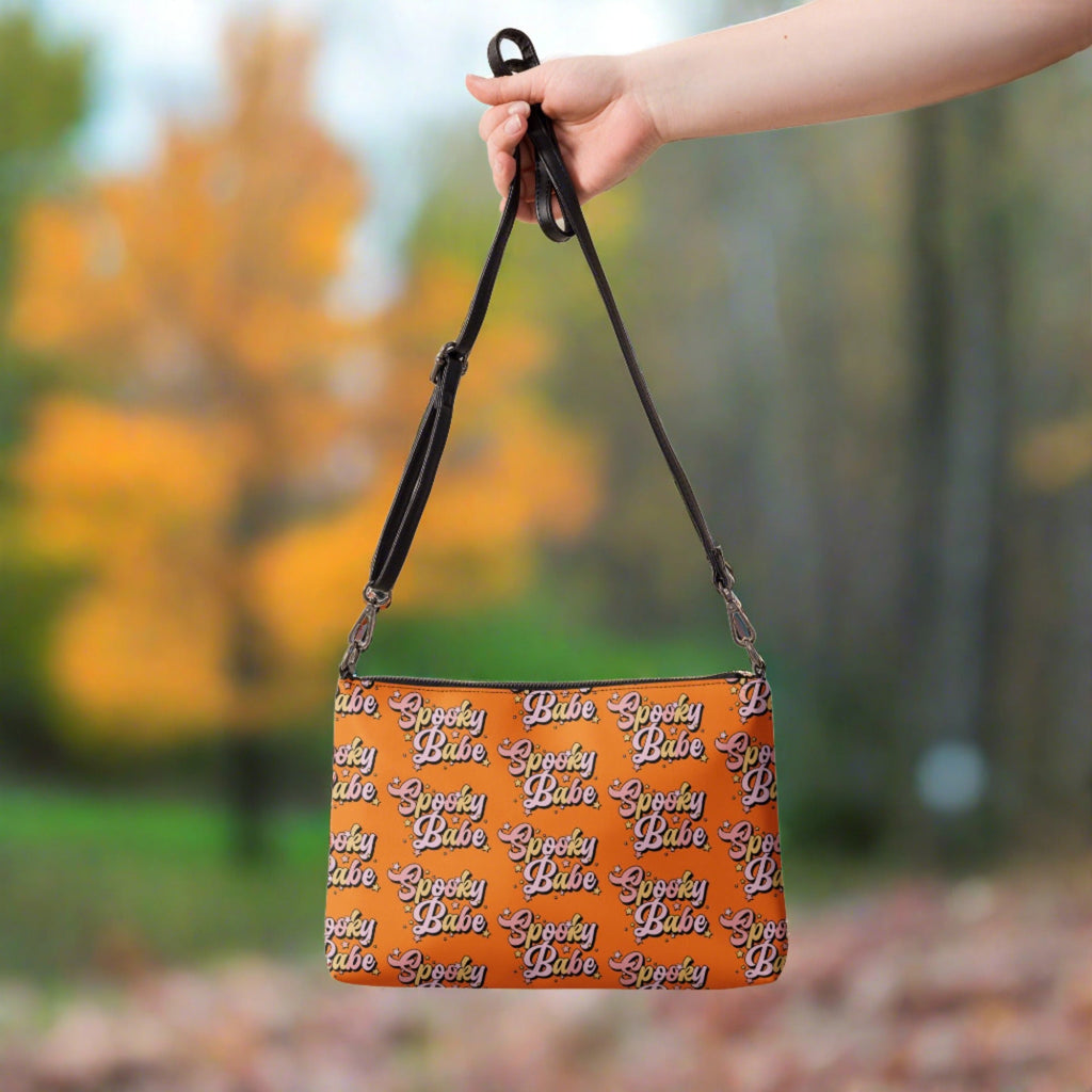 Spooky Babe Stars Fall Halloween Orange Witchy Crossbody Bag Shoulder Purse Wristlet Clutch