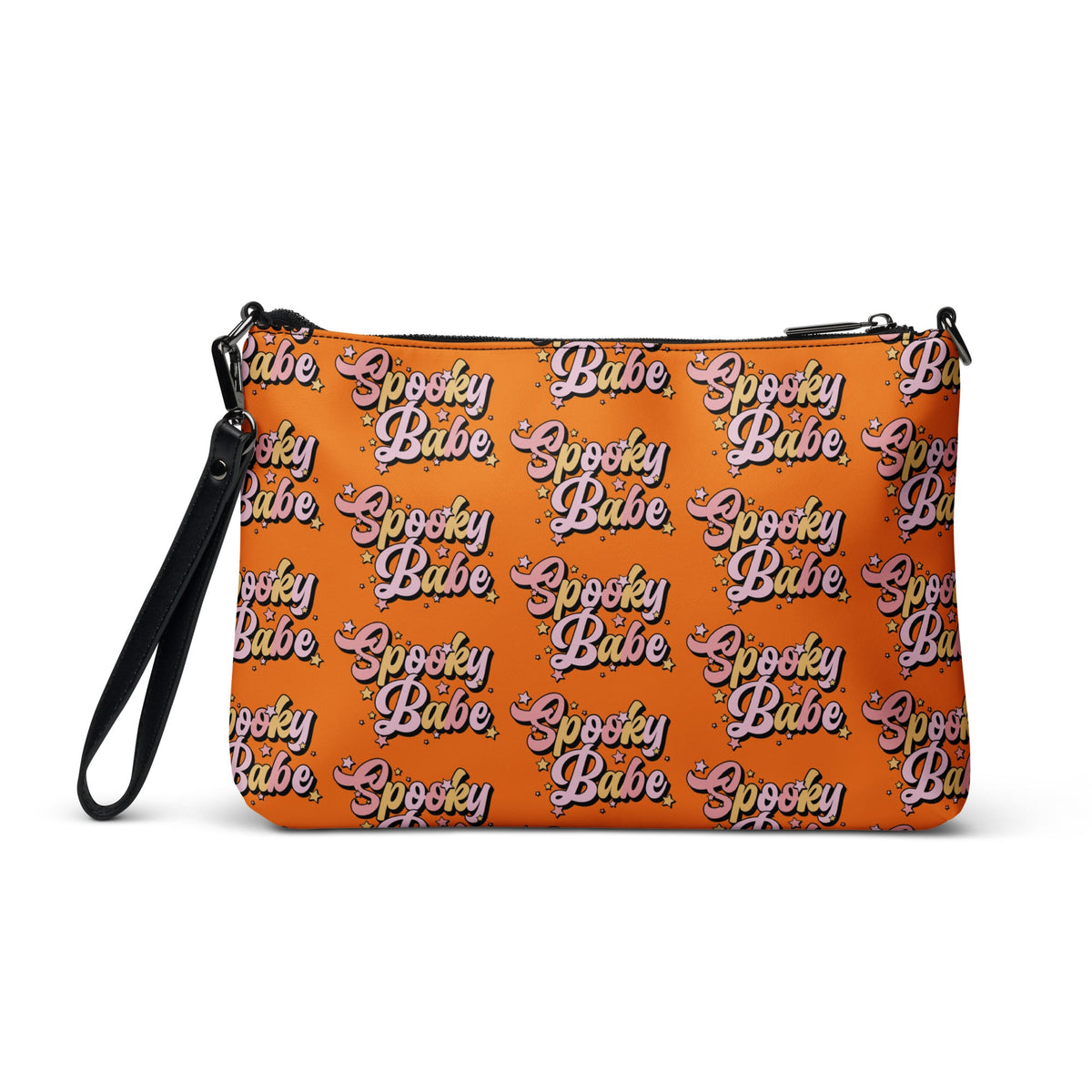 Spooky Babe Stars Fall Halloween Orange Witchy Crossbody Bag Shoulder Purse Wristlet Clutch