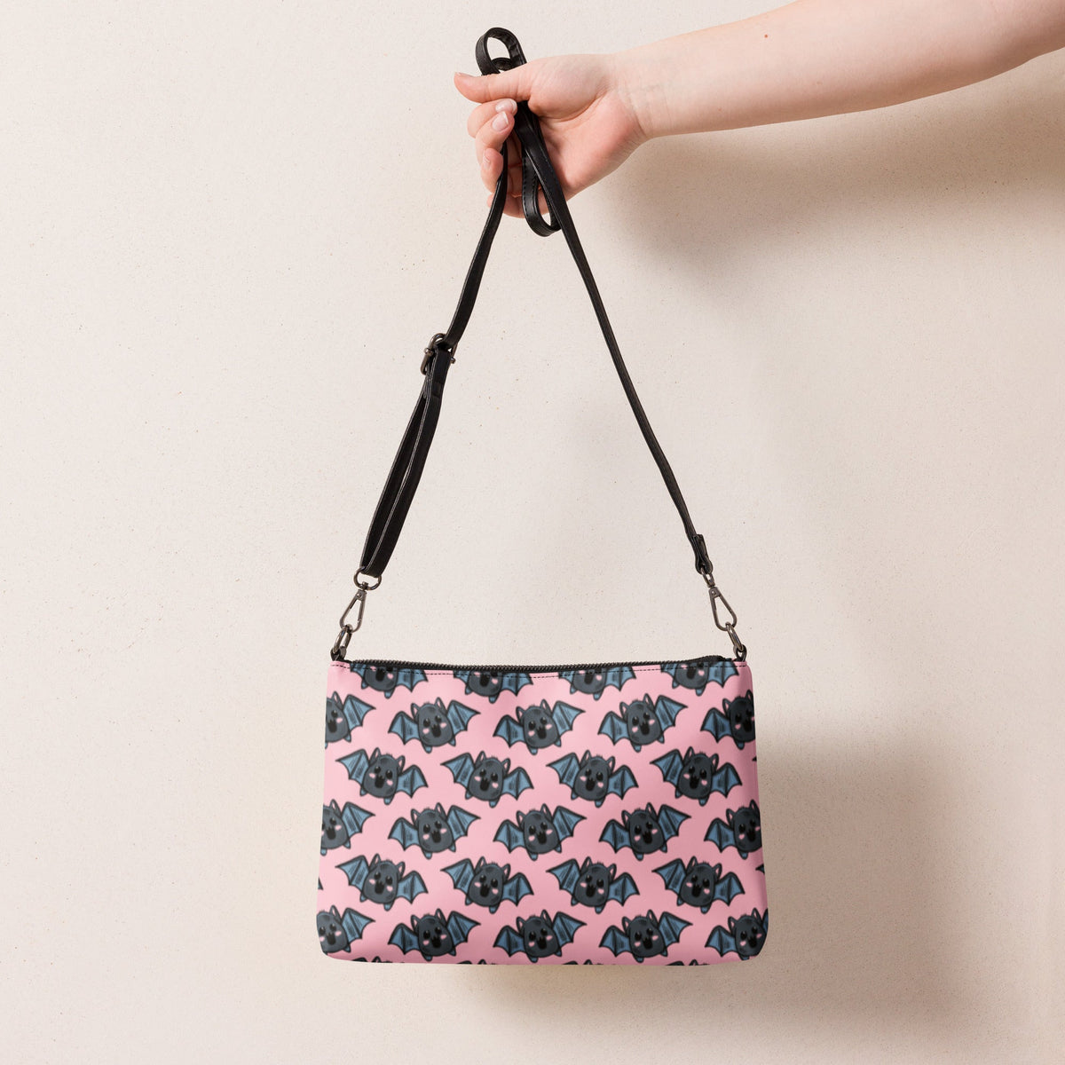 Pink Bats Halloween Crossbody Bag Wristlet Clutch