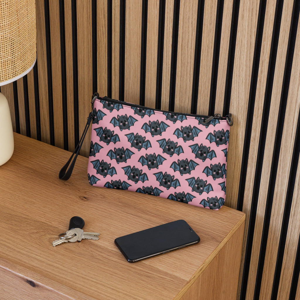 Pink Bats Halloween Crossbody Bag Wristlet Clutch