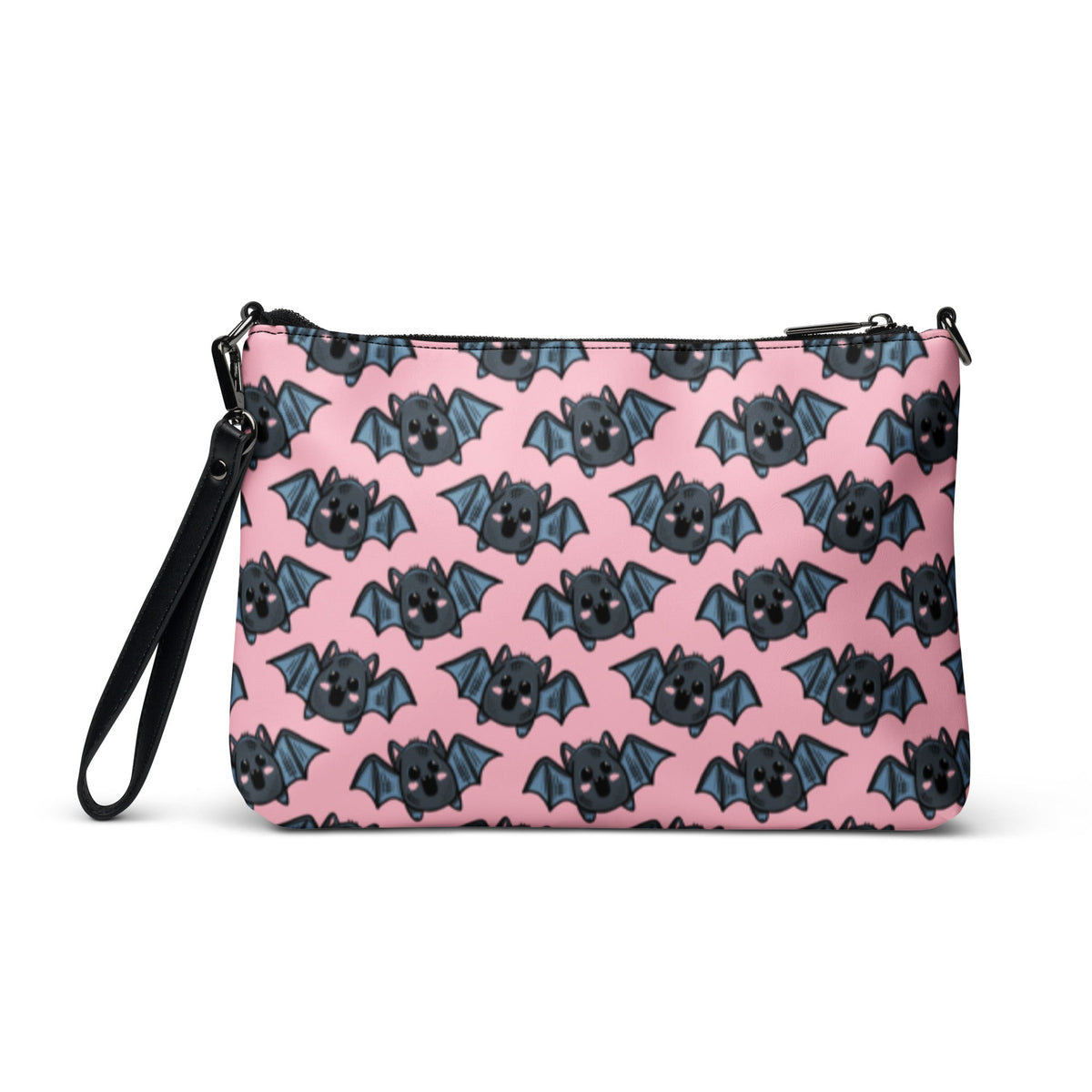 Pink Bats Halloween Crossbody Bag Wristlet Clutch