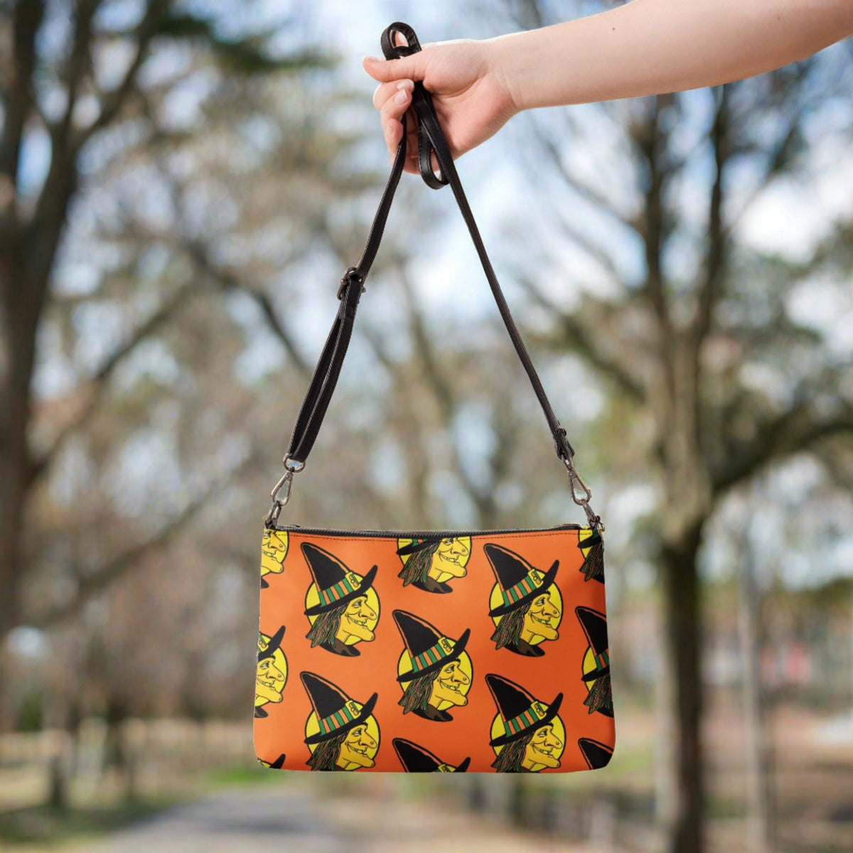 Halloween Witch Retro Halloween Print Crossbody Bag Shoulder Purse Wristlet Clutch