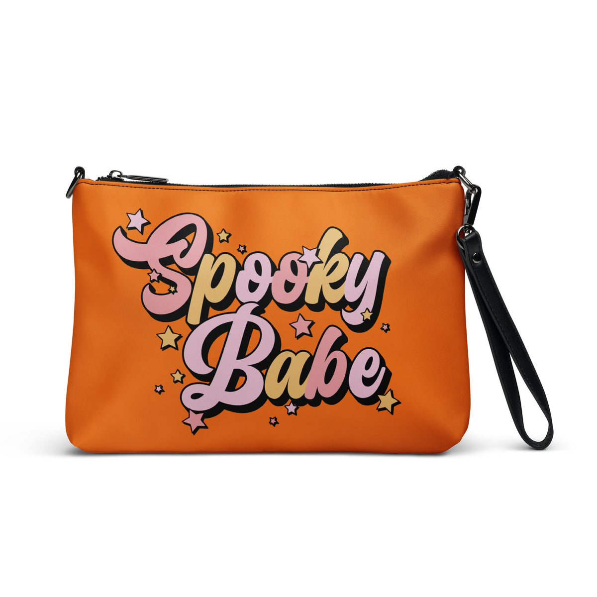 Spooky Babe Stars Fall Halloween Orange Witchy Crossbody Bag Shoulder Purse Wristlet Clutch