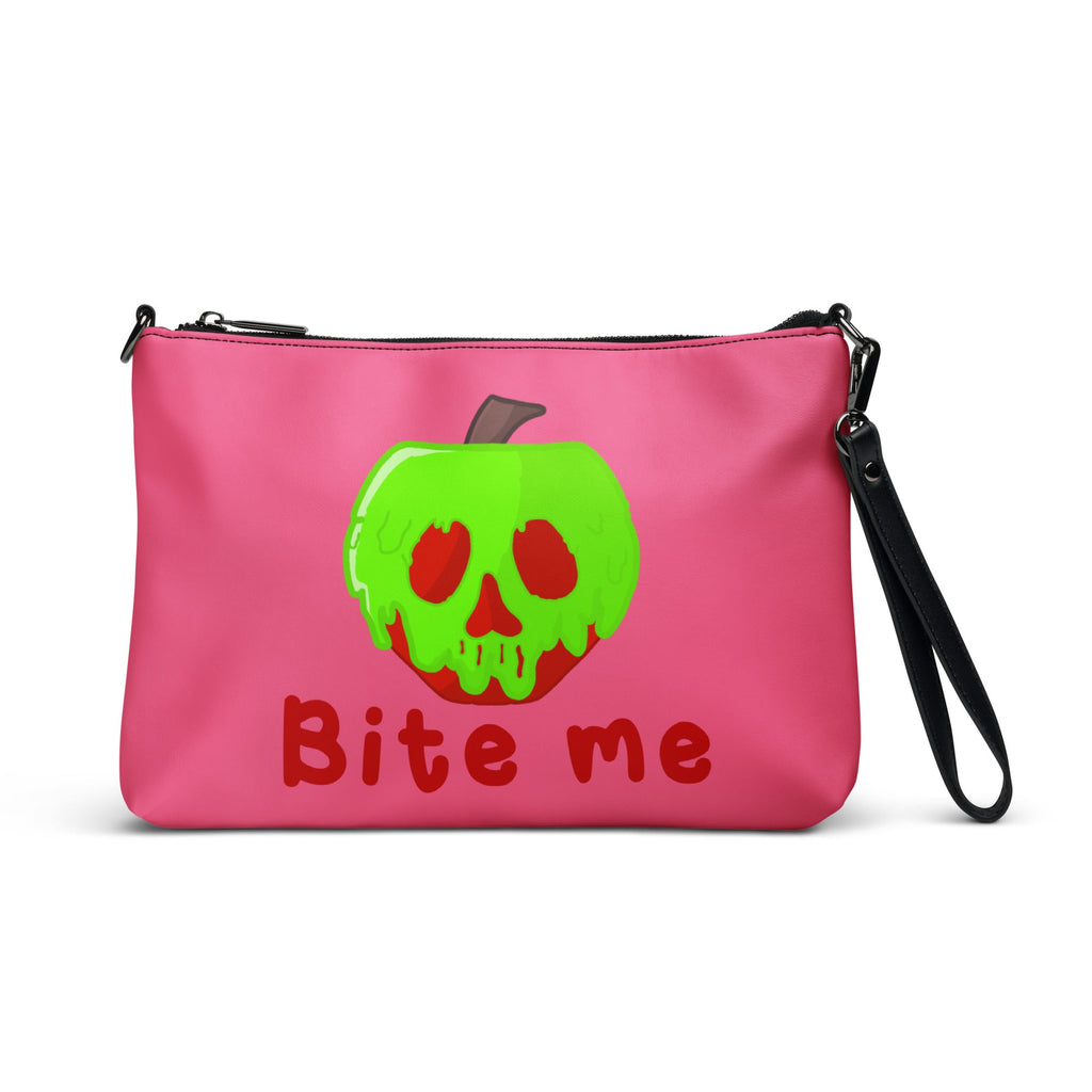 Snow White Evil Queen Bite Me Poison Apple Halloween Pink Crossbody Bag Purse