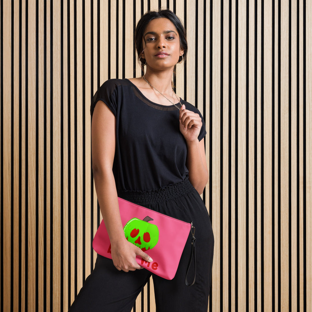 Snow White Evil Queen Bite Me Poison Apple Halloween Pink Crossbody Bag Purse