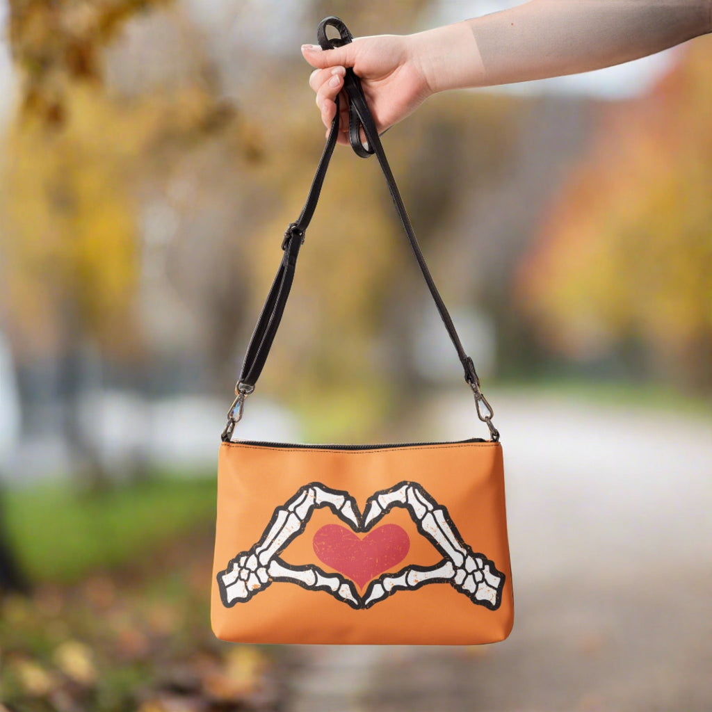 Skeleton Heart Hands Halloween Crossbody Bag Purse