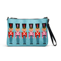 Christmas Toy Soldiers Mid Century Retro Christmas Print Blue Crossbody Bag Purse