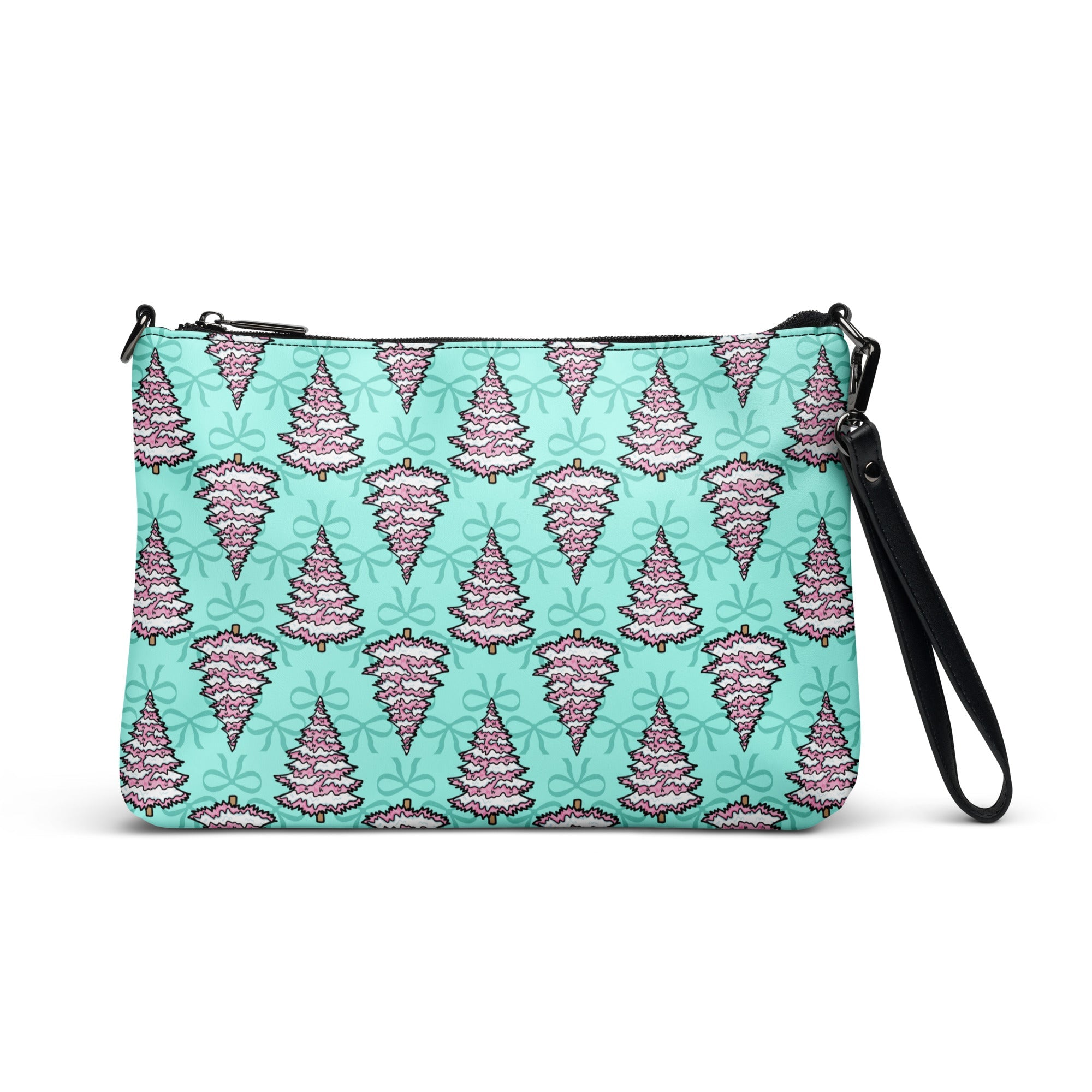 Pink Christmas Trees Bows Crossbody Bag Purse