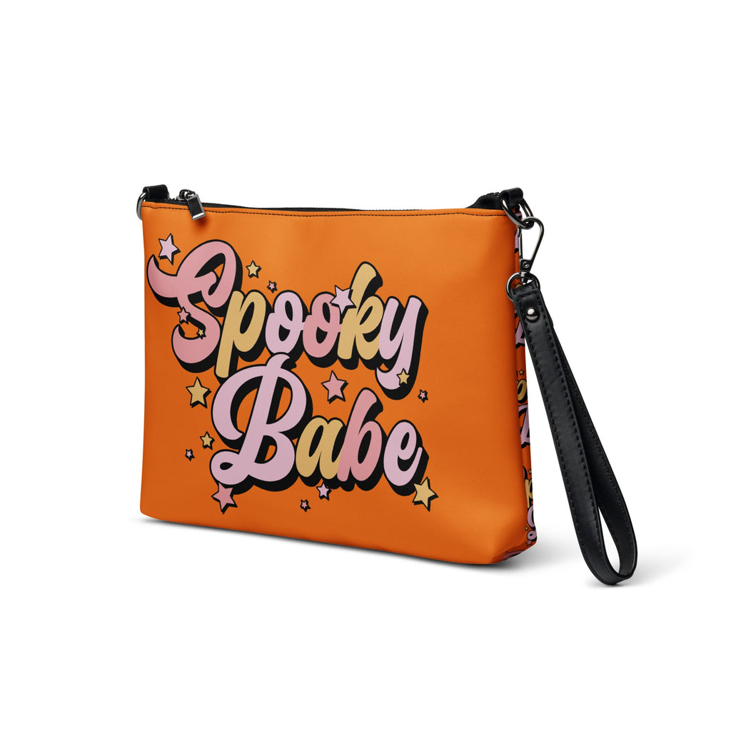 Spooky Babe Stars Fall Halloween Orange Witchy Crossbody Bag Shoulder Purse Wristlet Clutch