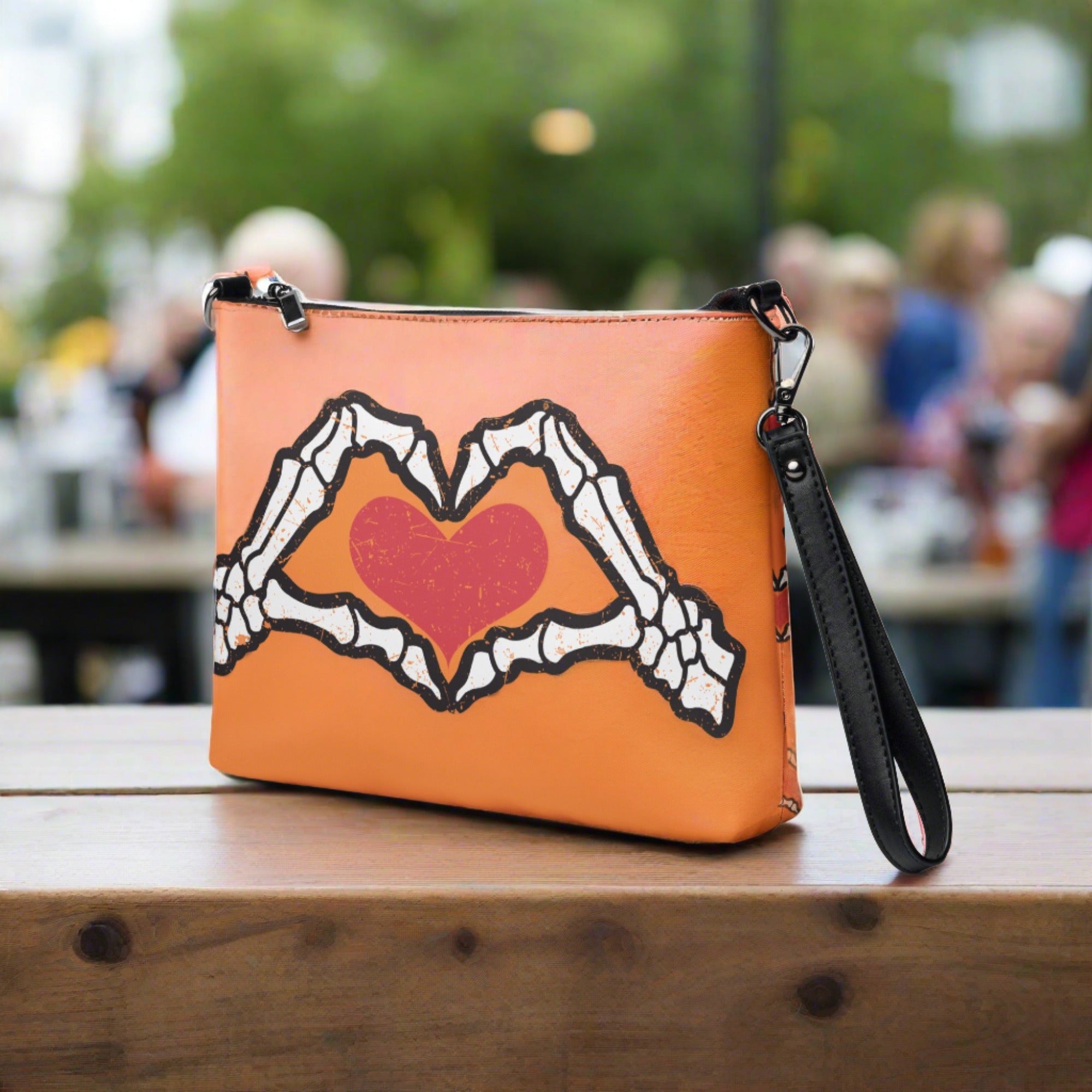 Skeleton Heart Hands Halloween Crossbody Bag Purse