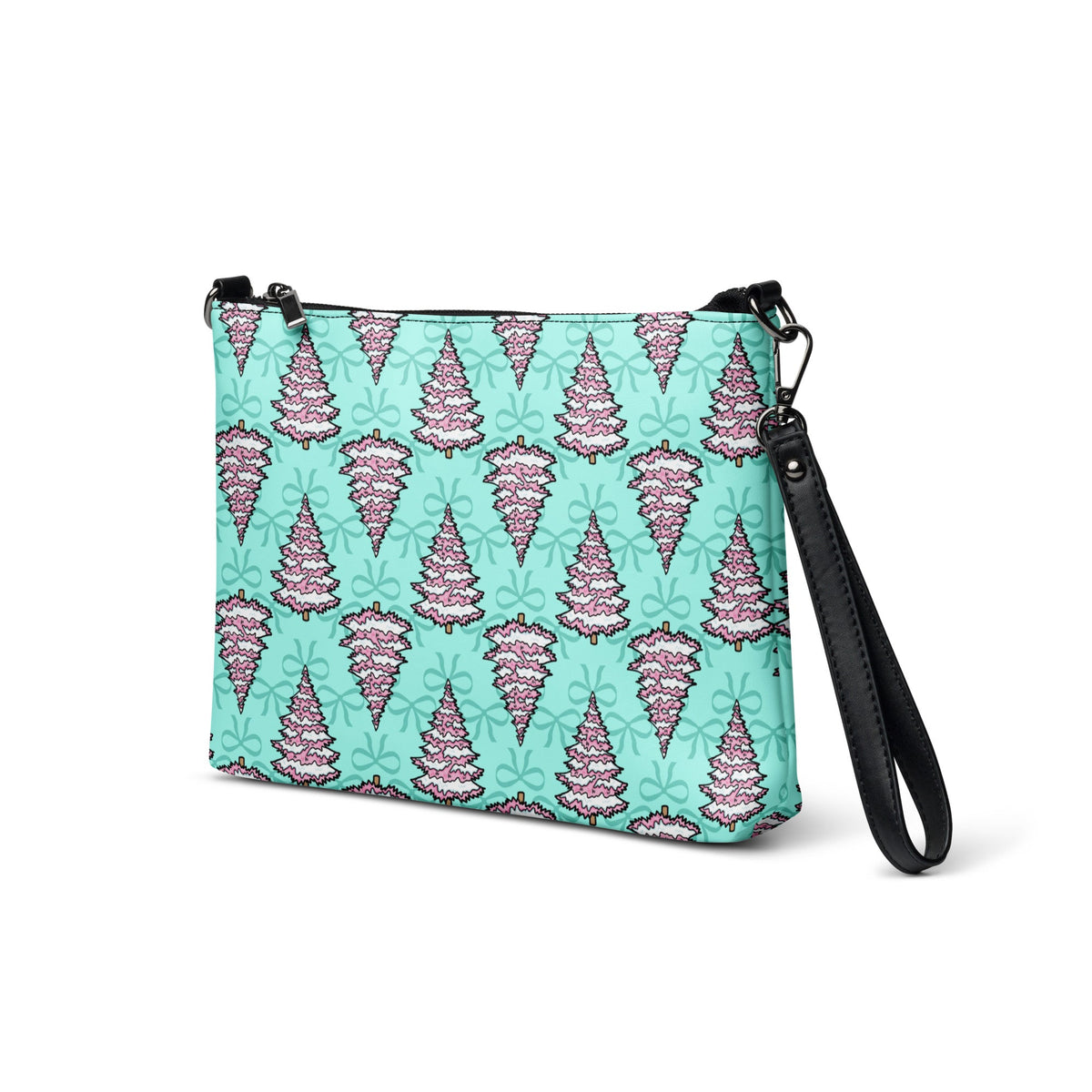 Pink Christmas Trees Bows Crossbody Bag Purse