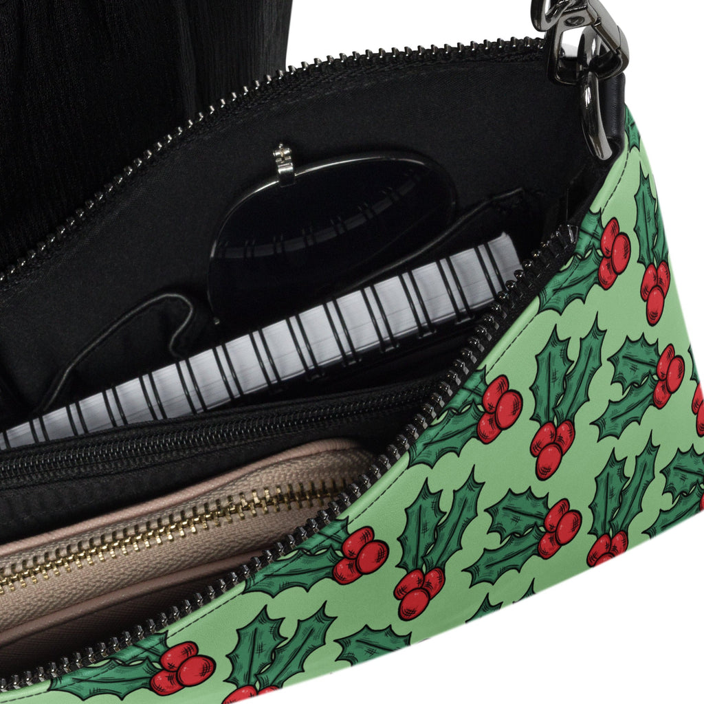 Cute Christmas Holly Green Crossbody Bag Purse