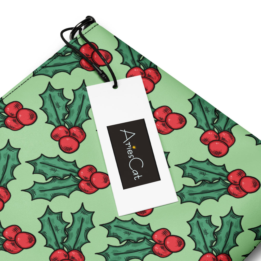 Cute Christmas Holly Green Crossbody Bag Purse