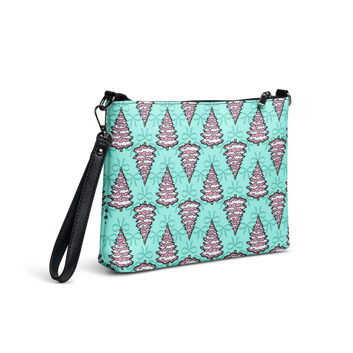 Pink Christmas Trees Bows Crossbody Bag Purse