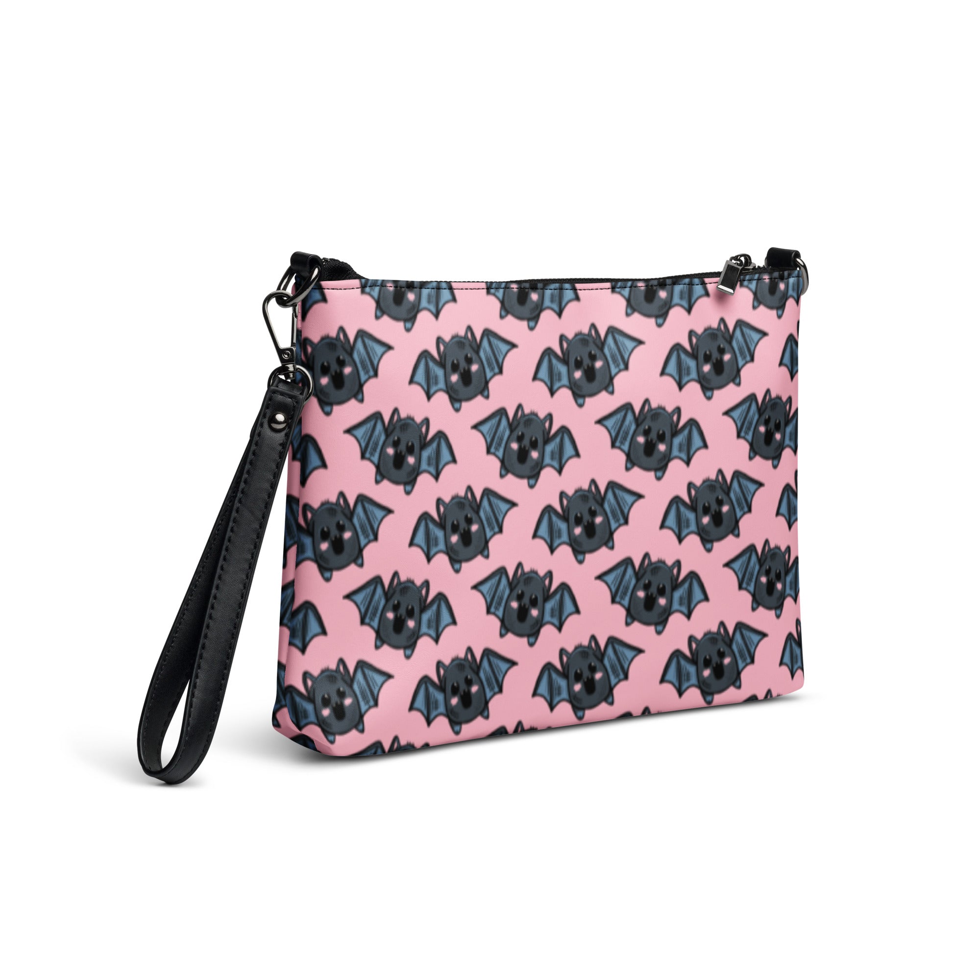 Pink Bats Halloween Crossbody Bag Wristlet Clutch