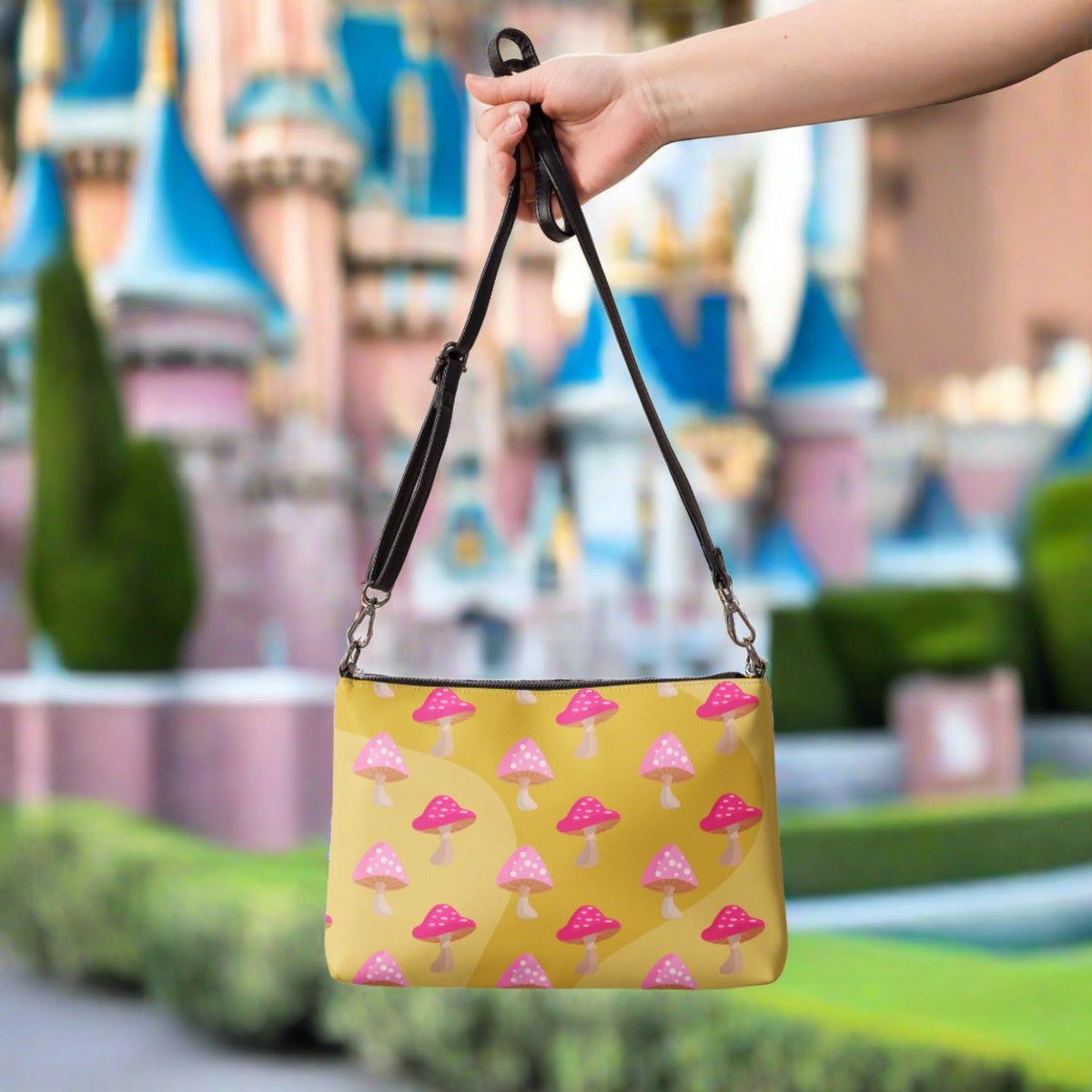 Alice In Wonderland Caterpillar Mushroom Crossbody Bag Shoulder Purse Wristlet Clutch