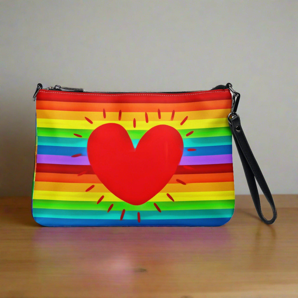 Rainbow Love Pride Crossbody Bag Shoulder Purse Wristlet Clutch