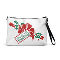 Season's Greetings Bow And Holly Mid Century Retro Christmas Print Crossbody Bag Purse
