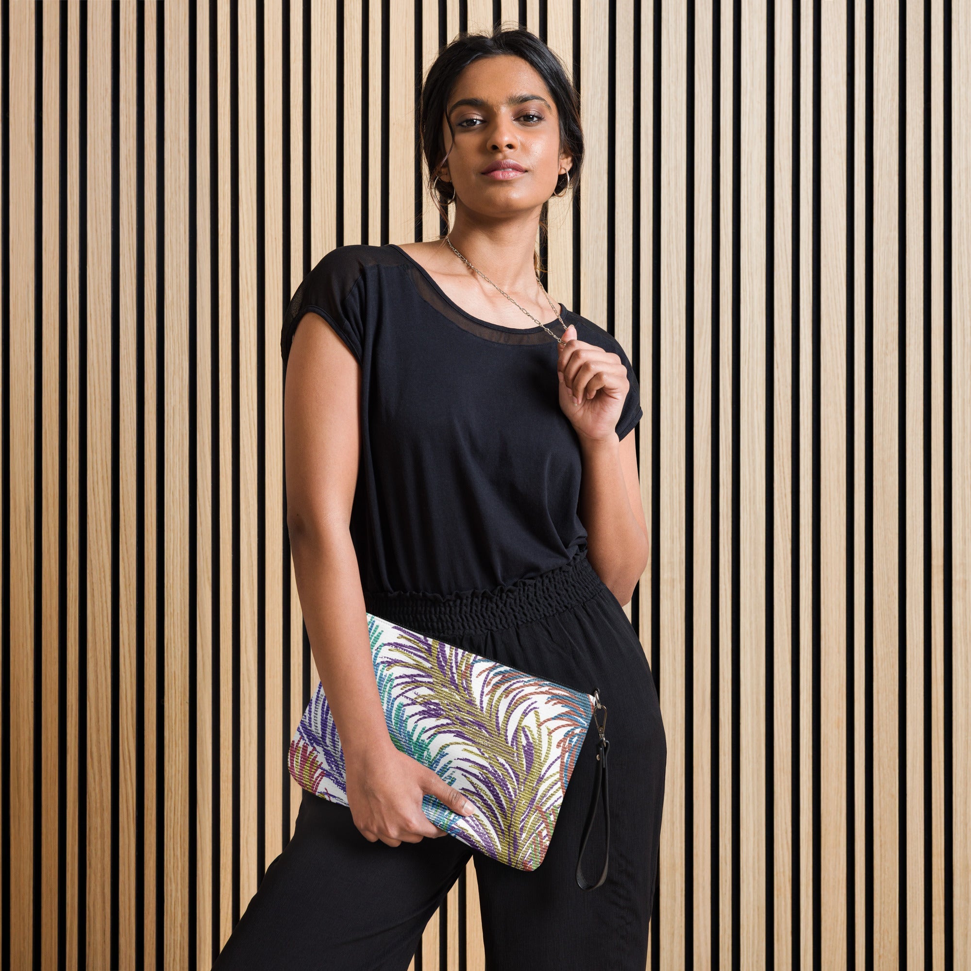 Space Feathers Caden Caraco Crossbody Bag Shoulder Purse Wristlet Clutch