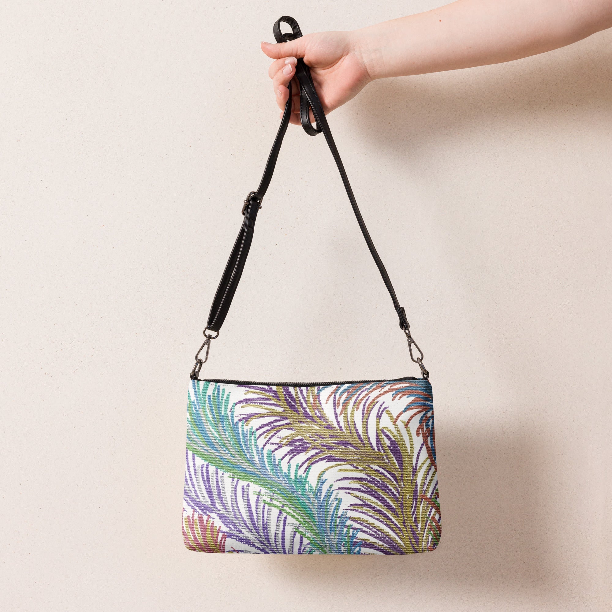 Space Feathers Caden Caraco Crossbody Bag Shoulder Purse Wristlet Clutch