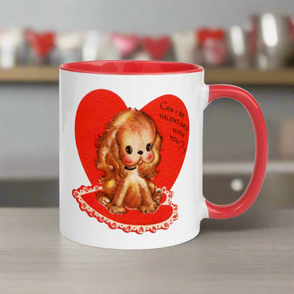 Can I be Valentines with You? Puppy Valentine's Day Glossy Coffee Mug