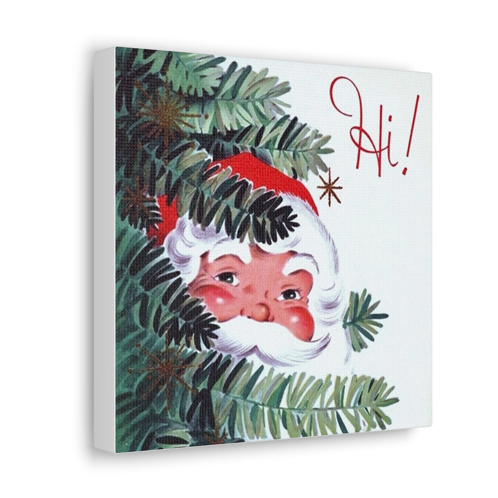 Santa Hi Mid Century Retro Christmas Canvas Gallery Wrap