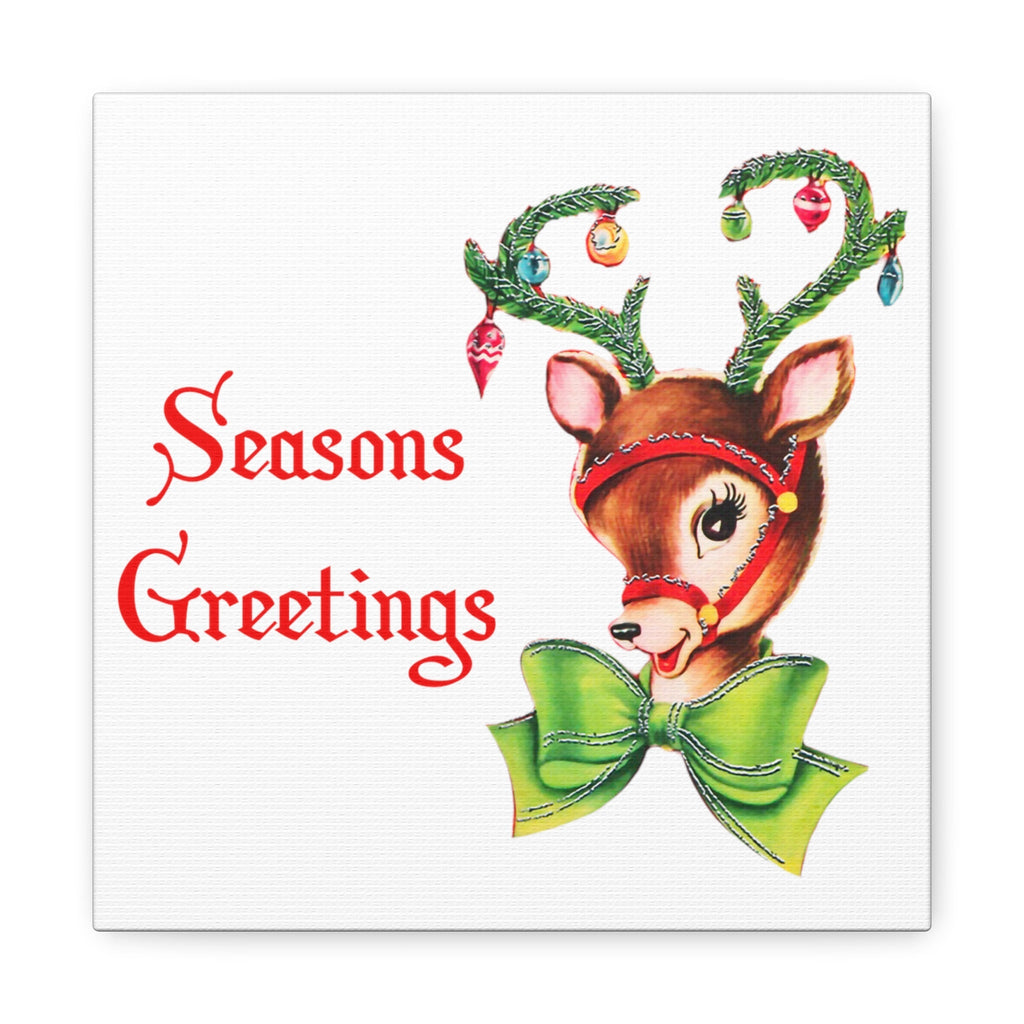 Seasons Greetings Retro Reindeer Mid Century Retro Christmas Canvas Gallery Wrap