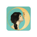Celestial Woman And Moon Retro Celestial Print Cork-back Coaster