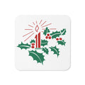 Christmas Candle And Holly Mid Century Retro Christmas Print Cork-back Coaster