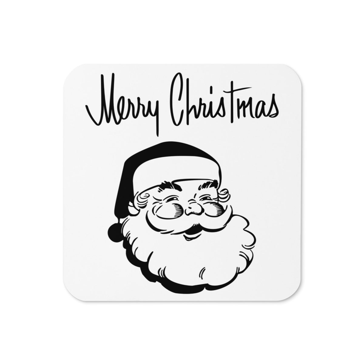 Merry Christmas Santa Mid Century Retro Christmas Print Cork-back Coaster