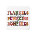 Flannels Hayrides Pumpkins Sweaters Bonfires Fall Autumn Cork-back Coaster