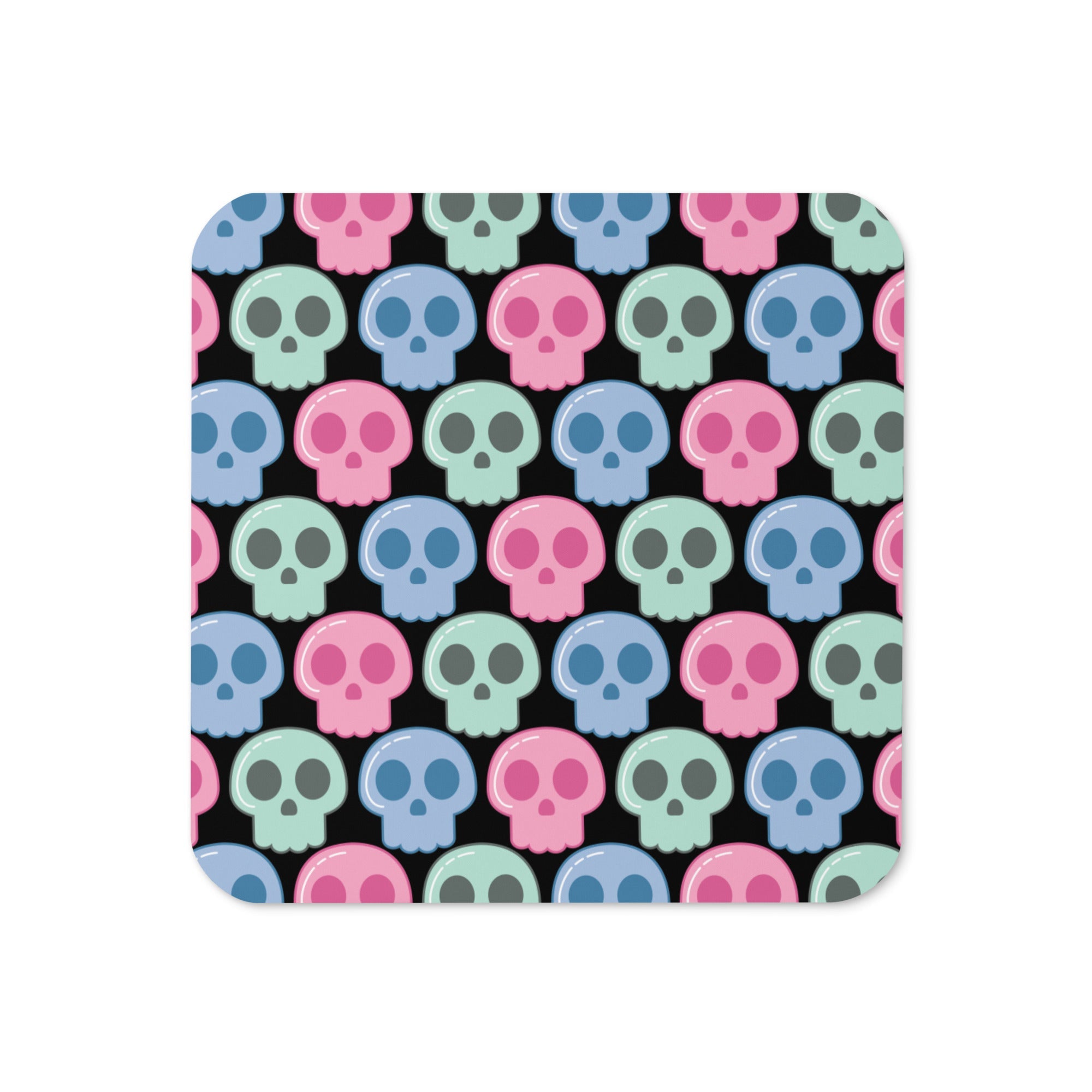 Pastel Goth Skulls Halloween Cork-back Coaster