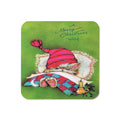 A Merry Christmas Wish Cute Kitten Retro Christmas Print Cork-back Coaster